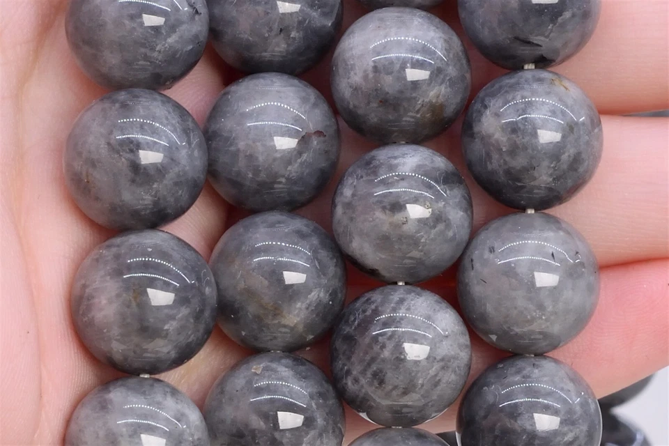 Cuentas sueltas redondas de crisoberilo gris natural genuino de 12 mm AB de 7,5" Foto 3 de 3