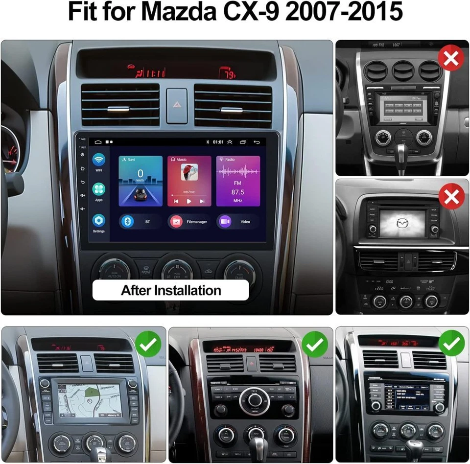 Radio estéreo para automóvil 10,1' para MAZDA CX-9 2007-2015 4+64G Android 15 Carplay GPS CAM Foto 2 de 4