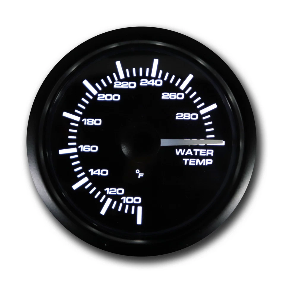 MGS 52mm Electrical Water Temperature Gauge °F White & Amber LED Black Bezel - Image 2 of 4