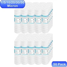 50 Pack 10"x2.5" String Wound Sediment Water Filter Whole House System Cartridge