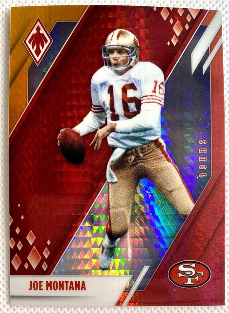 2021 Panini Phoenix Football Joe Montana Fire Burst Card #82 San Francisco 49ers