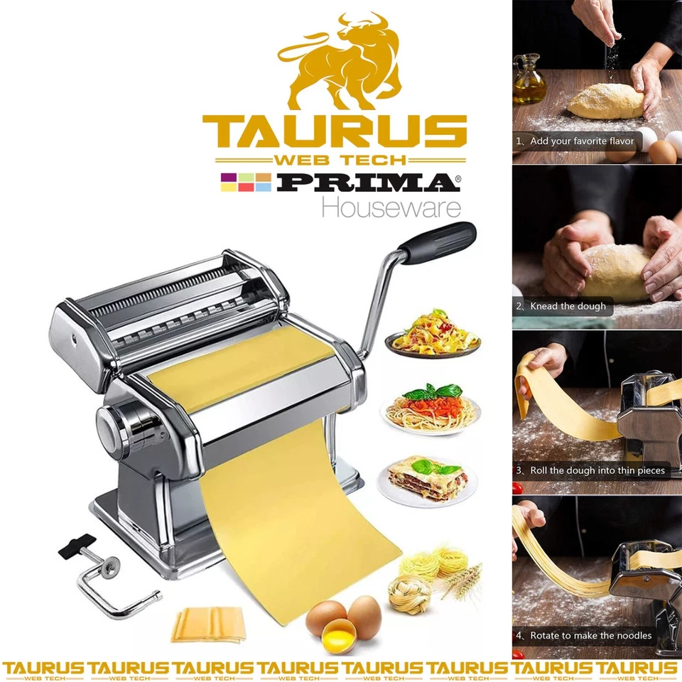 9x Settings PASTA MAKER S/S Kitchen Tool Spaghetti Roller Lasagne Cutter Machine - Image 2 of 4