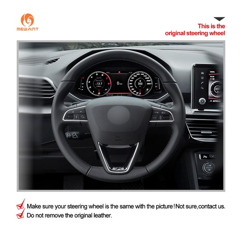 Carbon Fiber PU Leather Steering Wheel Cover for Seat Leon Ibiza Alhambra Arona - Bild 2 von 9