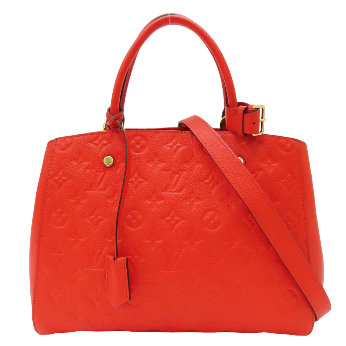 LOUIS VUITTON Montaigne MM Monogram Empreinte Leather Cerise Red