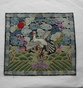 ANTIQUE CHINESE RANK BADGE, late 19th Cent. embroidery, ethnic, collectors