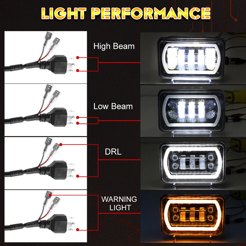 4PCS 4x6" Halo LED Headlights Fit Freightliner FLD120 1988-2010 FLD112 Classic - Image 4 of 4
