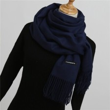 Echarpe bleu MARINE étole scarf cachemire laine top qualité chaude chic cadeau