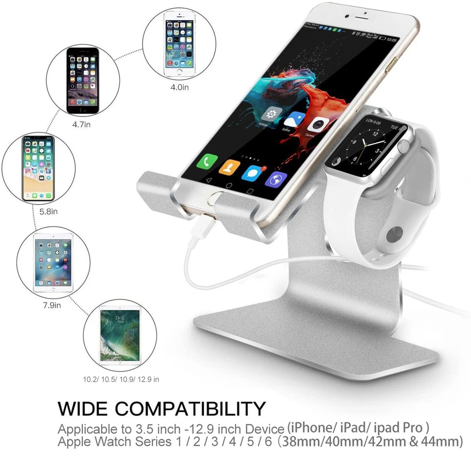 Soporte universal de escritorio para iPhone Apple Watch 2 en 1, soporte para todos los modelos de iPhone Foto 2 de 4