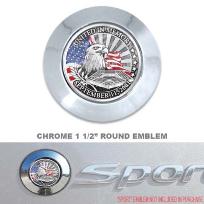 Chrome 1 1/2'' Round Adhesive Emblem - Car Truck SUV Motorcycle - 911 Eagle USA