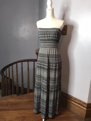 New York & Company Stretch Size Medium Strapless Maxi Dress Black White  Belted | eBay