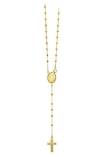 14K Gold 2.5mm Ball Beads Cross Rosary Virgin Guadalupe Necklace Rosario 20"
