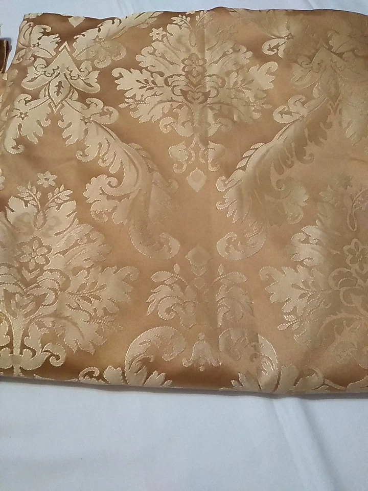 Cortinas jacquard Croscill Home 2 painéis bolso haste damasco dourado - Imagem 2 de 4