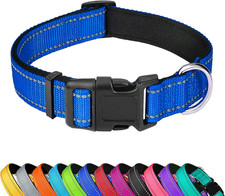 Reflective Dog Collar, Adjustable Soft Neoprene Padded Nylon Pet Collars with Bu
