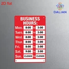 2D Flat Business Hours Tin Metal Signs Home Décor Vintage Iron for Store Front a
