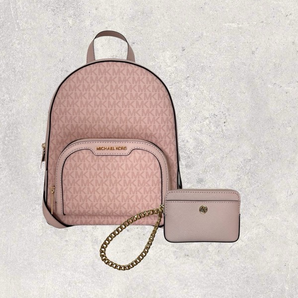 Michael Kors Mk Tasche Rucksack Portemonnaie Jet Set Travel Jaycee Rosa Rose Neu-image
