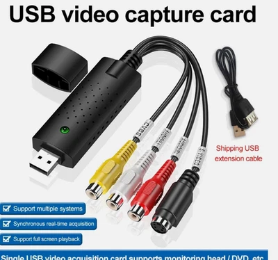 USB Video Capture Card Easy Cap VHS VCR Mini DV Hi8 DVD to Digital Converter