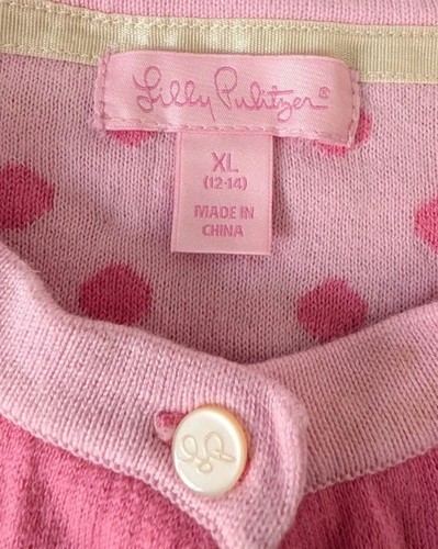 Cárdigan suéter a lunares abotonados talla XL 12-14 rosa Lilly Pulitzer para niñas - Imagen 2 de 7