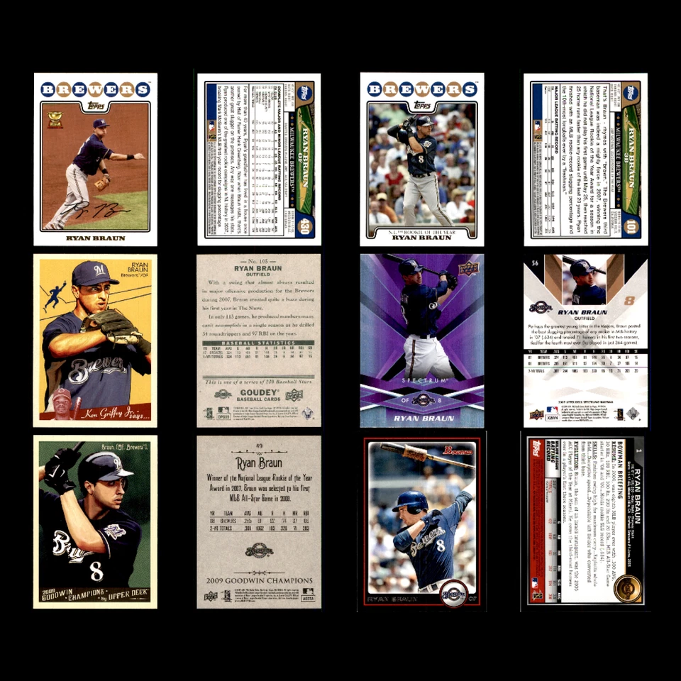 Lote de 90 tarjetas de béisbol Ryan Braun 2008 Topps Gold Rookie Cup Gold Brewers Set MLB Foto 3 de 4