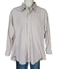 David Donahue Regular Fit Beige Button Up Dress Shirt Mens Size 17.5 32/33 R1