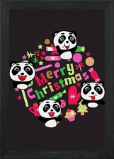 Panda Smilling Crhistmast Framed Wall Art Poster Canvas Print Picture