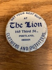 THE LION 165 3rd St., Portland, Oregon Clothiers & Outfitters -Adv.POCKET MIRROR
