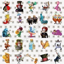 Alice In Wonderland Waterslide Finger Nail Decals Instructions setof 50 Bonus JH