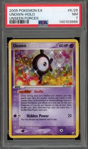 Pokemon Unown EX Unseen Forces Holo Rare #K/28 PSA 7