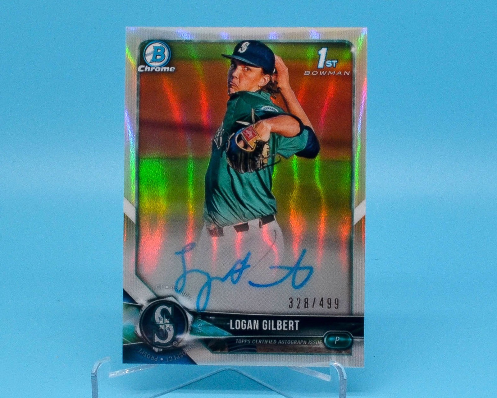 Logan GILBERT 2018 Bowman Draft Chrome 1st On-Card AUTO Refractor /499