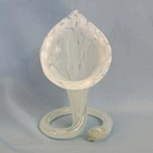 Vintage Murano Style Art Glass Vase White Swirl