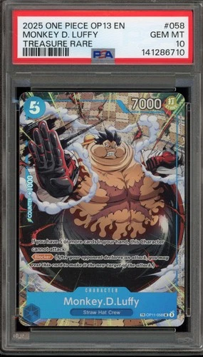 One Piece CCG Monkey.D.Luffy Treasure Rare OP11-058 PSA 10 Gem Mint