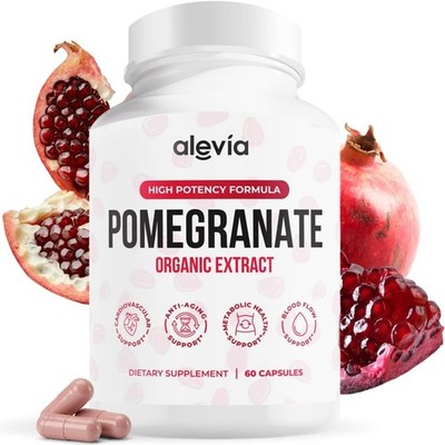 Organic Pomegranate Extract Natural Antioxidant Anti-Aging Supplement - 60 ct
