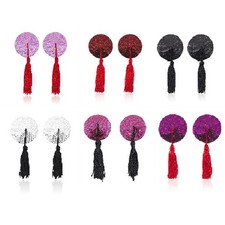 Pasties Sticker Women Sequin Tassel Breast Bra Nipple Cover Self Adhesive Round  