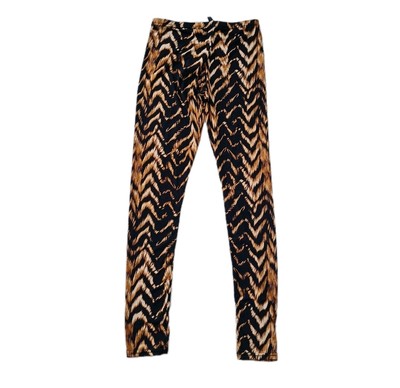 Tiger Leggings Animal Print Amisu Small Silky Stretch Black Brown Beige New