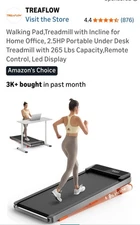 Walking Pad,Treadmill with Incline for Home Office, 2.5HP Portable Under Desk