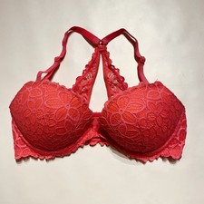 PINK Victoria's Secret 36D Floral Lace Racerback Push-Up Underwire Bra