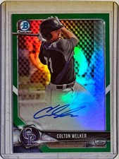 Colton Welker 2018 Bowman Chrome Prospect Green Refractor Auto #CPA-CW 21/99