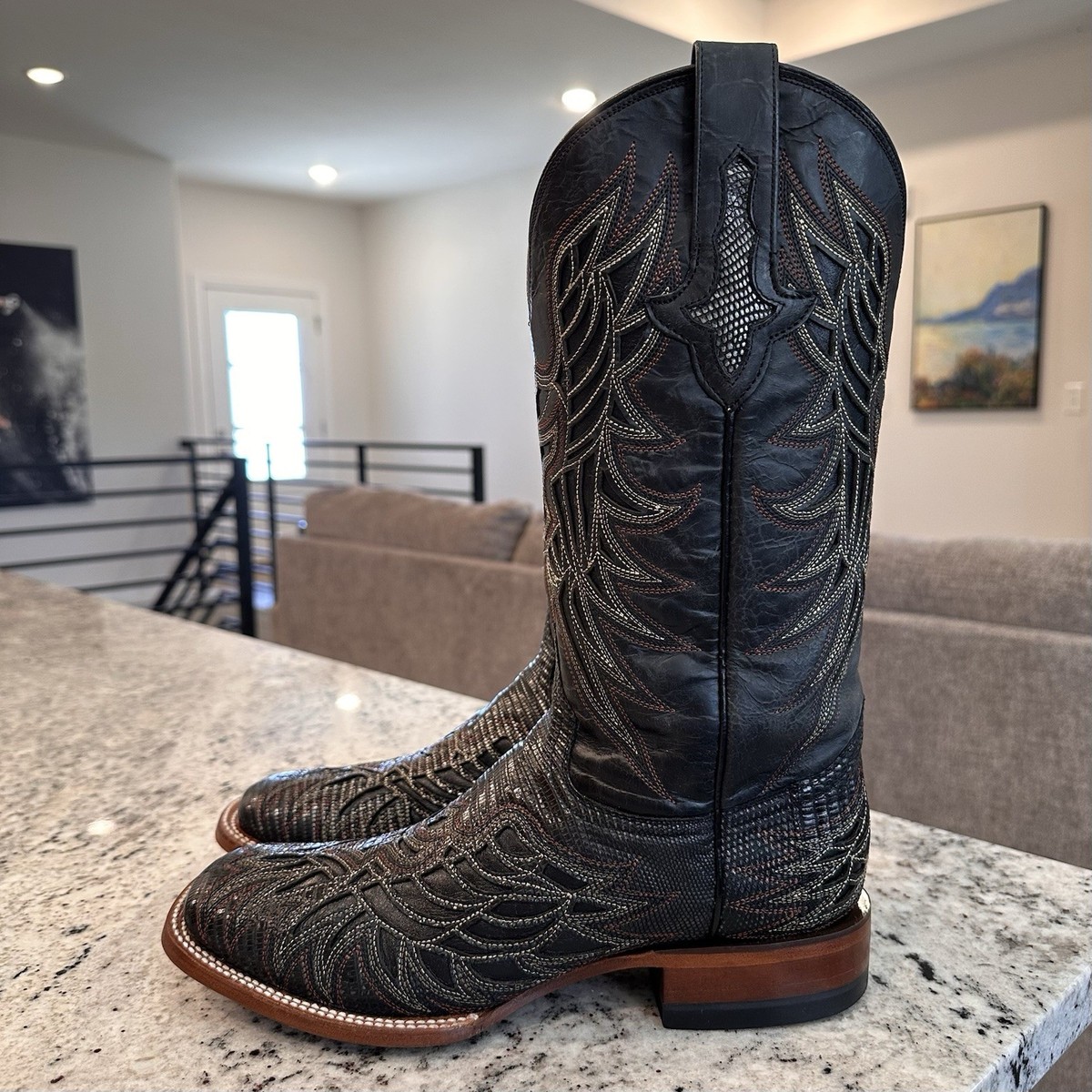 LUCCHESE Lizard Boots 8.5 D Men display picture 1