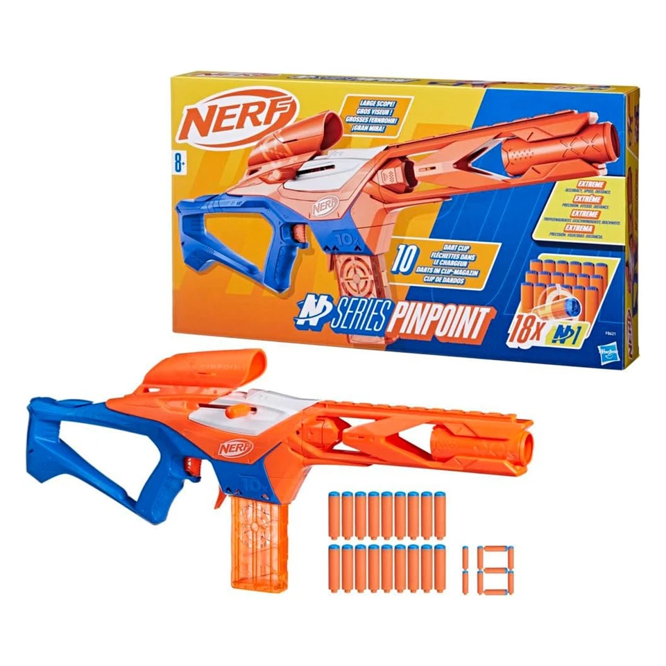Hasbro NERF N SERIES PINPOINT, Blaster, 10-Dart-Clip-Magazin, 8 J., Spielzeug