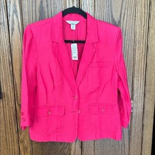 Christopher Banks Hot Pink Linen Blazer Professional Office Women's small