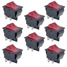 Power Rocker Switch 8 Pack KCD4 30A 250V DPST 4 Pin 2 Position Red