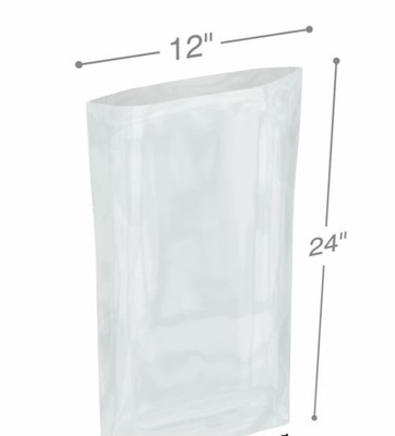 ULINE Open Poly Bags, 12'' x 24'', 4 mil, Clear, 100 PK S-1516