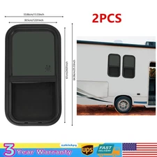 2 PCS RV Window, Vertical Slide Window with Trim Rings for Cargo Trailer 12*24in