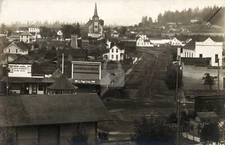Birds eye view Mt. Angel OR Oregon 1908 RPPC Photo Postcard COPY