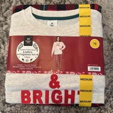 NWT Member's Mark Womens MEDIUM Holiday Family Long Sleeve Pant Pajama Set