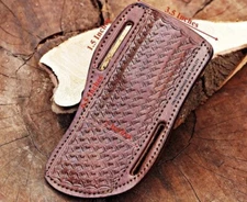 Fixed Straight Blade Knife Sheath Pancake Authentic Leather Sheath Hand Engraved
