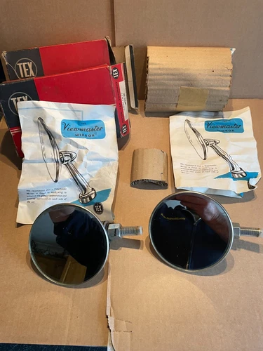 pair box NOS TEX Round Mirrors Classic Vintage Car Mirror Jaguar Ford Bmc Vauxha