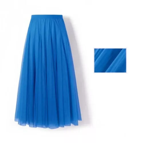 Damen Plissee Midi Rock Elastisch Hohe Taille Damen Netz Rock A-Linie Röcke - Bild 34 von 53