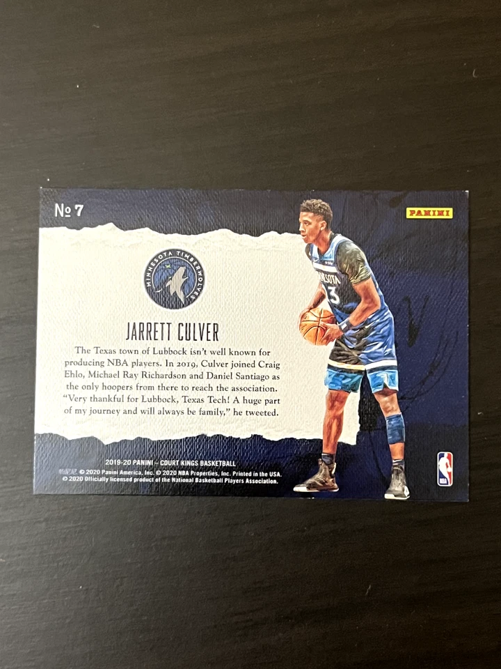 Jarrett Culver 2019-20 Panini Court Kings First Steps Rookie #7 RC Timberwolves - Image 2 of 2