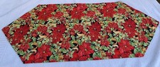 Christmas Handmade Poinsettia Table Runner 15  x40  Reversible Fall Foliage Print