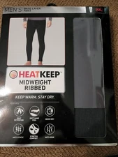 Heat Keep Men's Charcoal Base Layer Pant Long Johns ribbed brand new black xxl